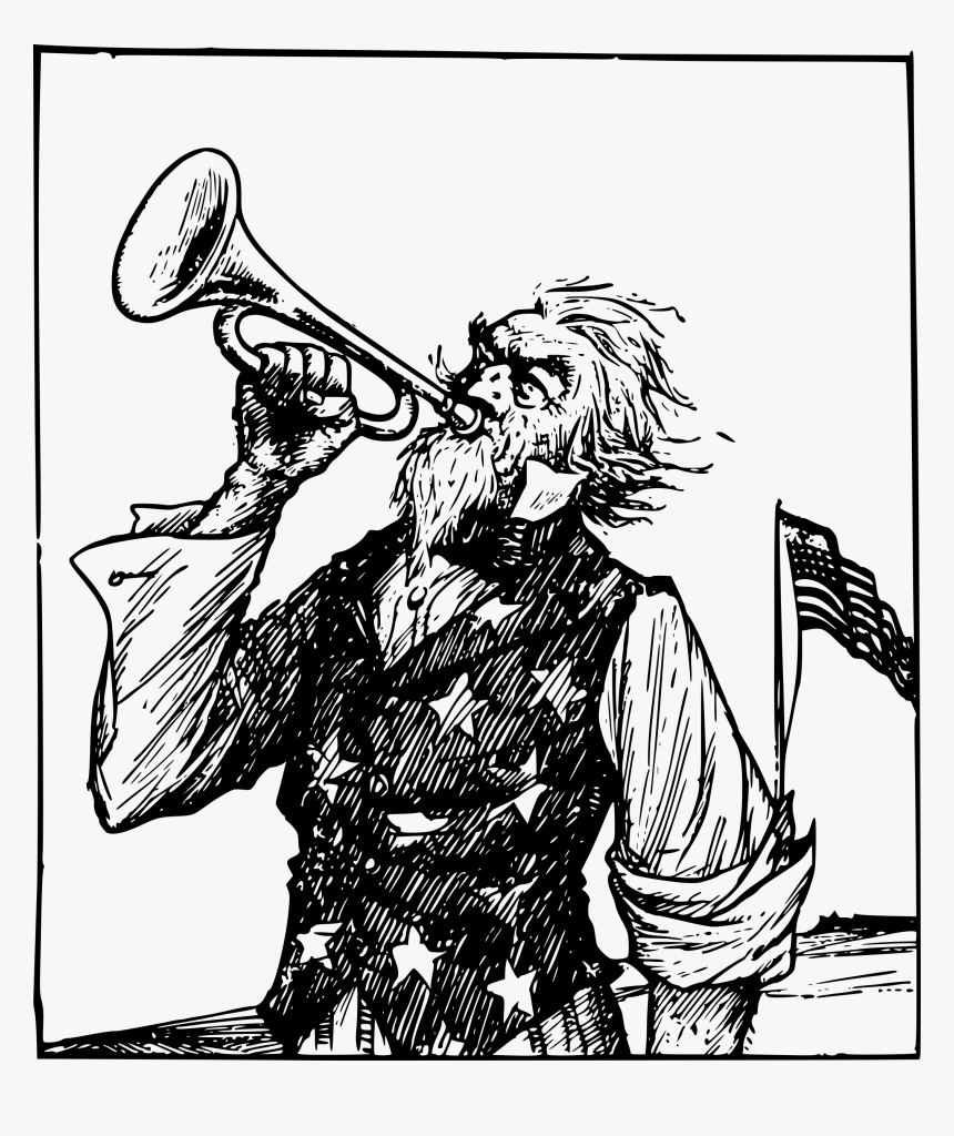 Uncle Sam With Bugle Clip Arts - Desenho De Soldado Tocando Corneta, HD Png Download