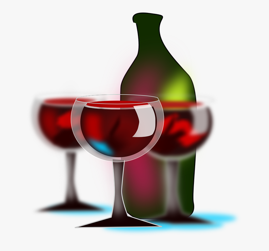 Wine Glasses, Wine, Bottle, Drink, Party, Red Wine - Bottle And Wineglass Png, Transparent Png
