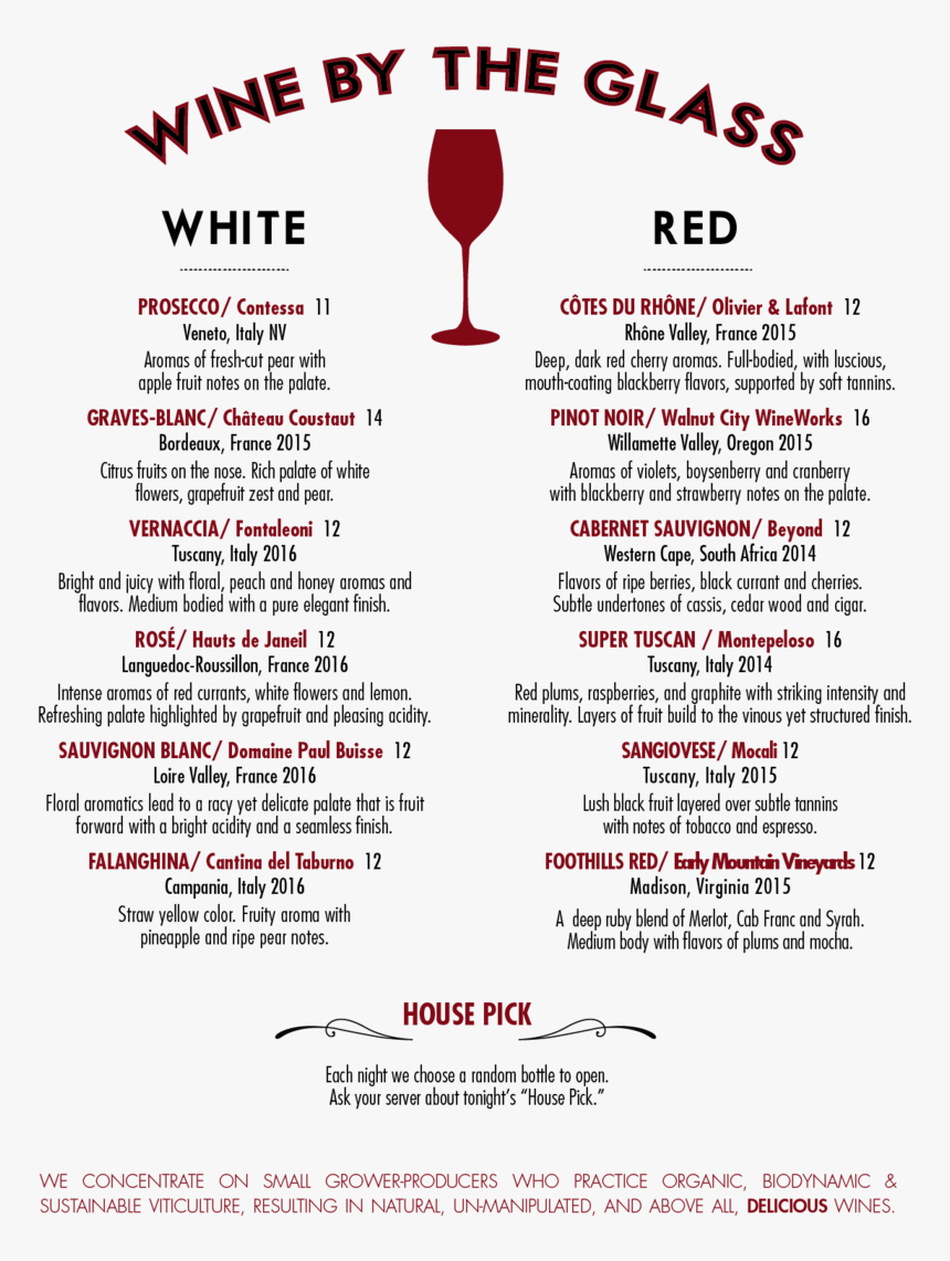 Transparent Wine Bottle Pouring Clipart - Wine By Glass Menu, HD Png Download