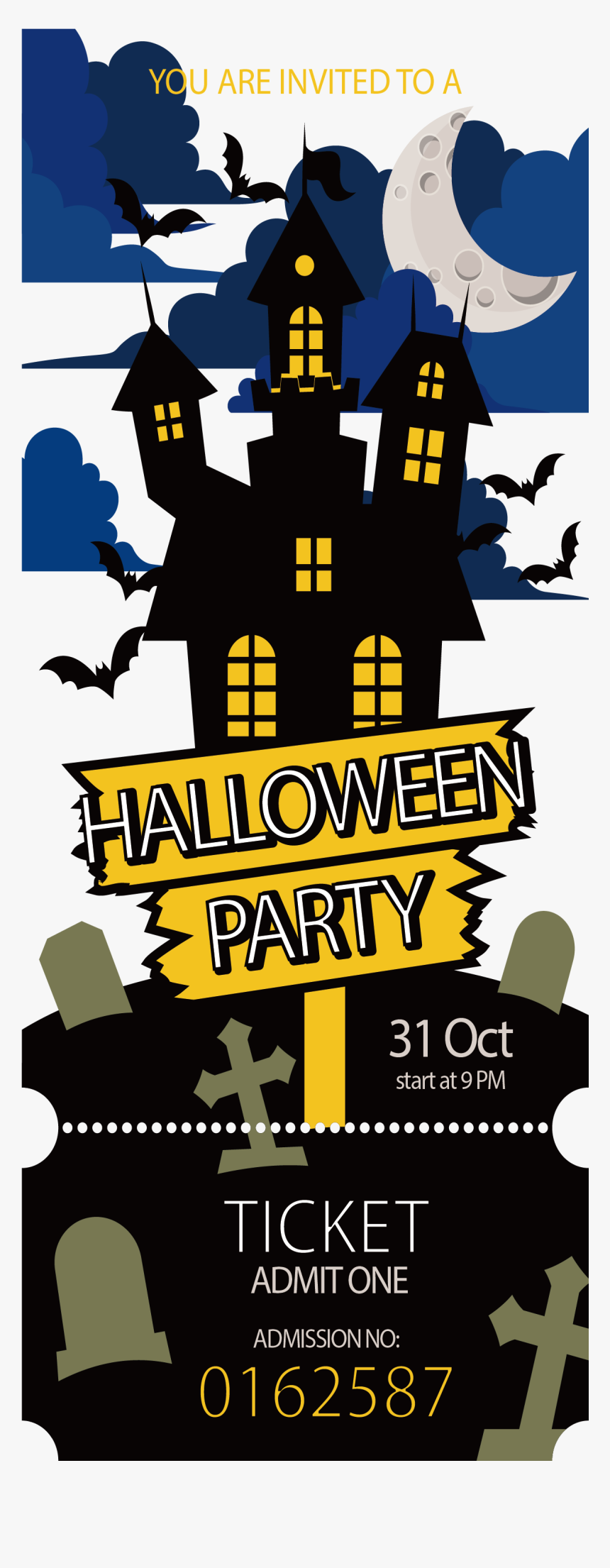 Transparent Concert Tickets Clipart - Halloween Ticket No, HD Png Download