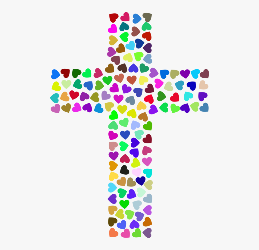 Pink,symmetry,symbol - Hearts On Cross, HD Png Download