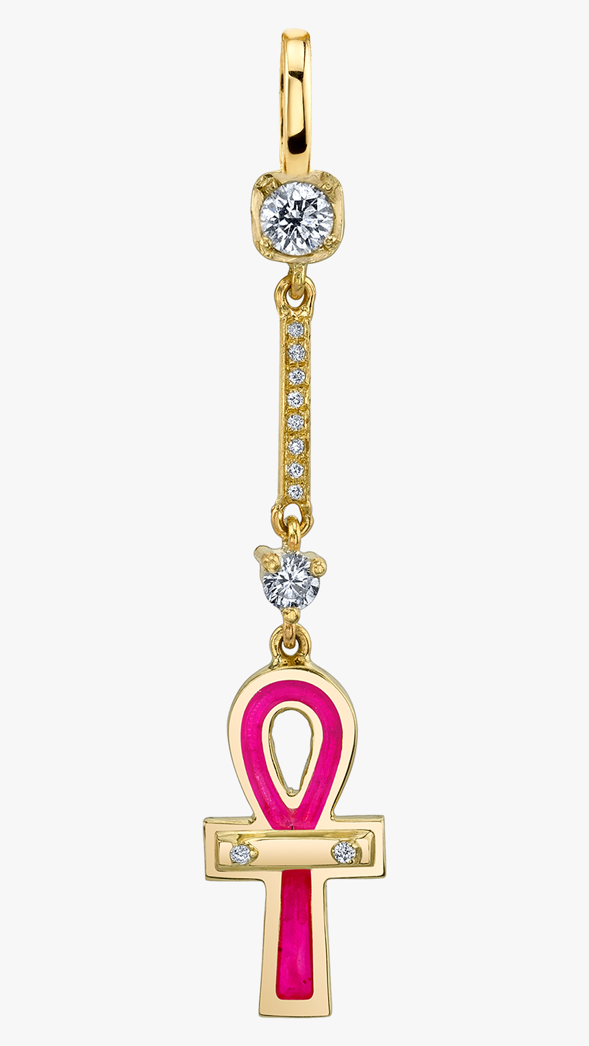 Diamond And Pink Ankh Drop Pendant - Pendant, HD Png Download