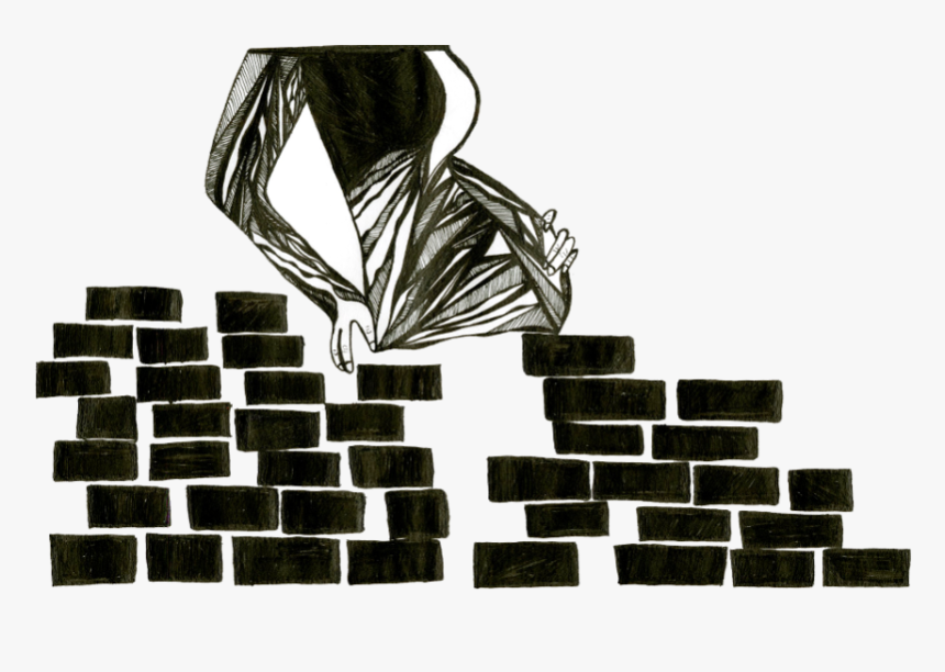 Drawing Of Pregnant Woman Behind Border Wall - Brickwork, HD Png Download