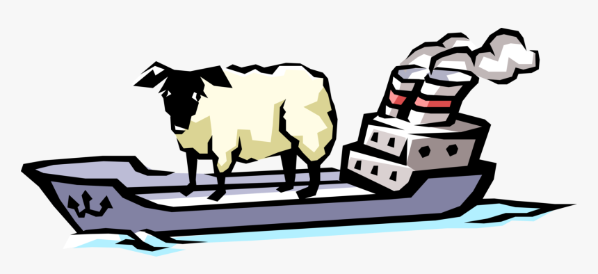 Vector Illustration Of Cargo Ship Or Freighter Ship, HD Png Download