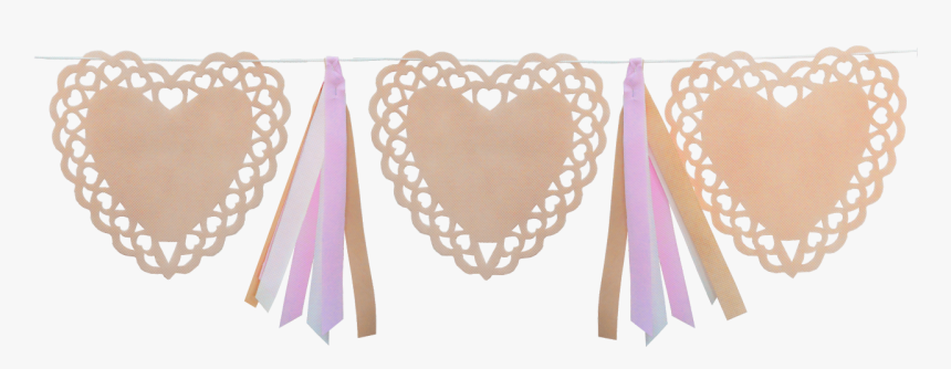 Corazón Calado Nude Con Cintas - Banderines Con Blondas Corazon, HD Png Download