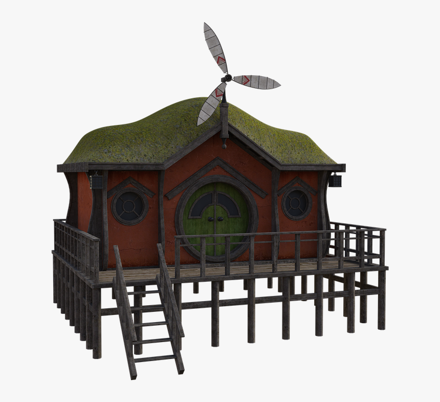 Fantasy, Fairy, Hut, 3d, Mystical, Porch, Doors - Roof, HD Png Download