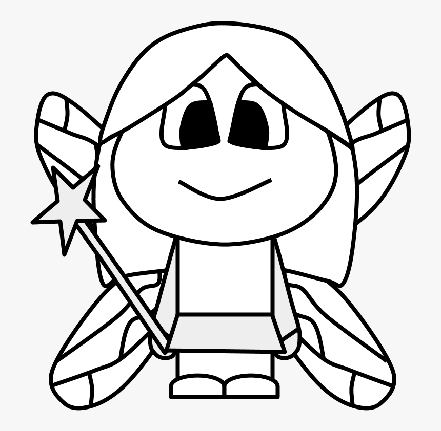 Fairy, Wings, Wand, Big Eyes, Cartoon Person, Black - Cartoon, HD Png Download