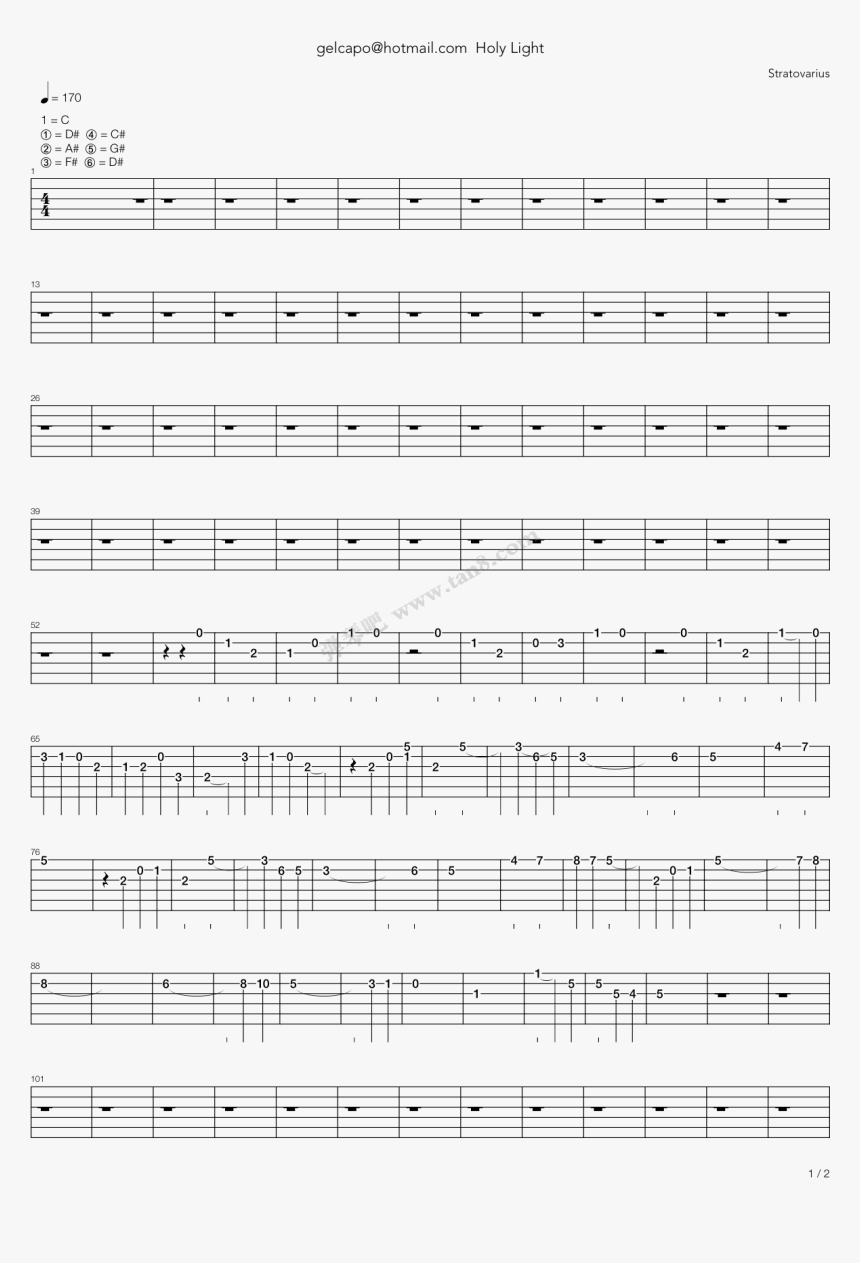 Holy Light 木吉他 第1张 - Sheet Music, HD Png Download