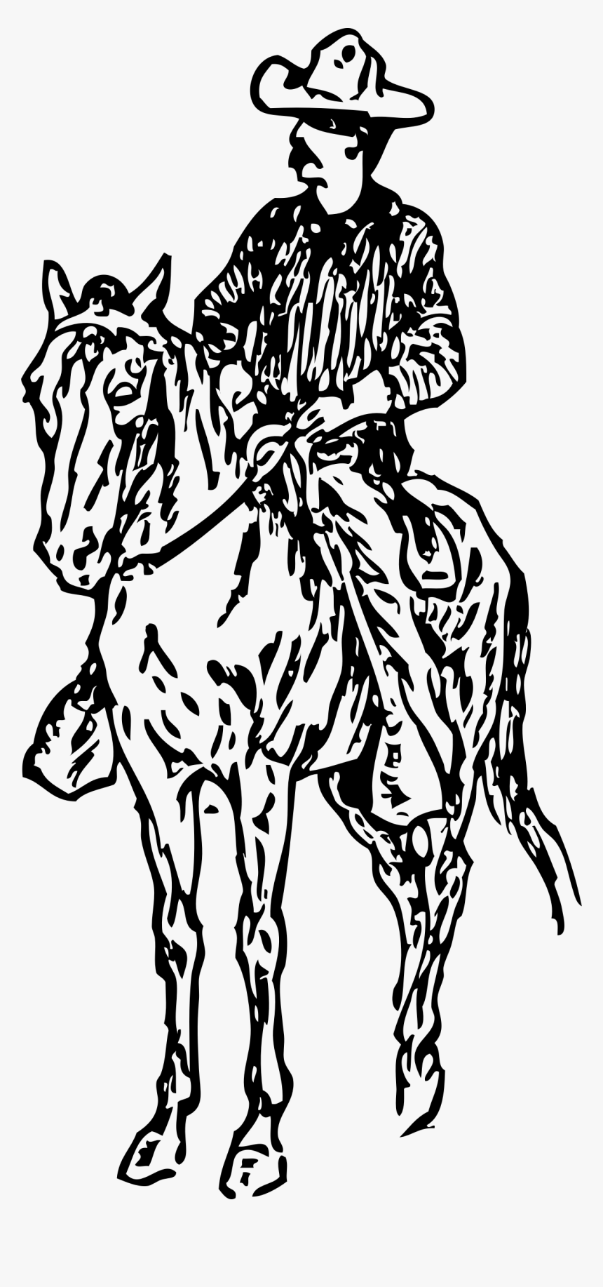 Vector Cowboy Horse Icon - Person On Horse Drawing, HD Png Download