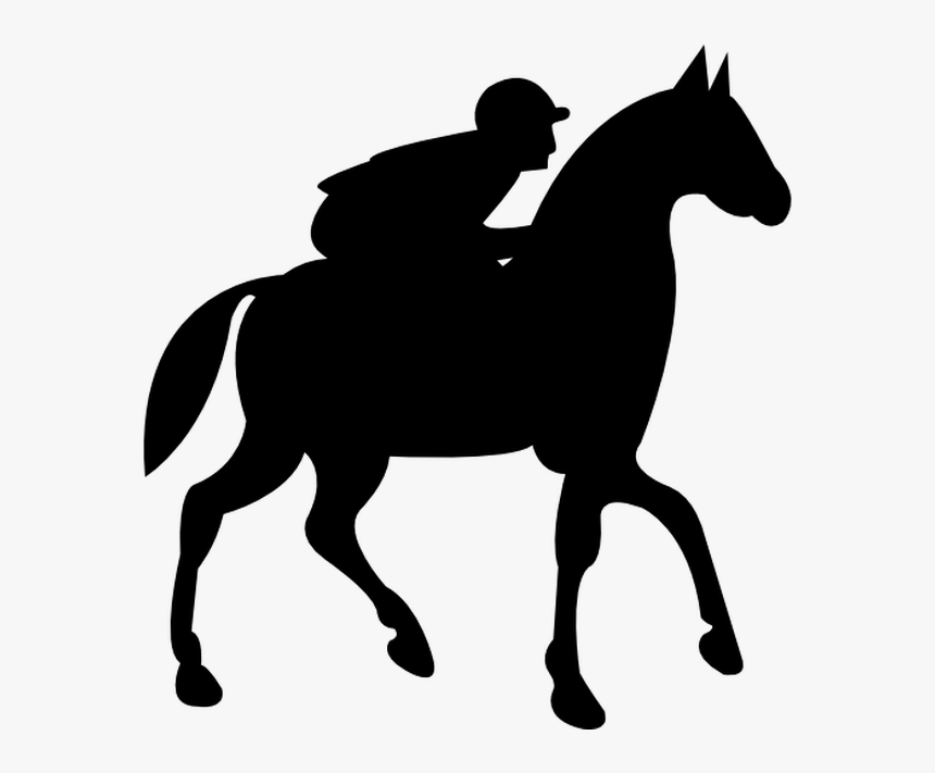Jockey Riding On Black Walking Horse Free Vector Icon, HD Png Download