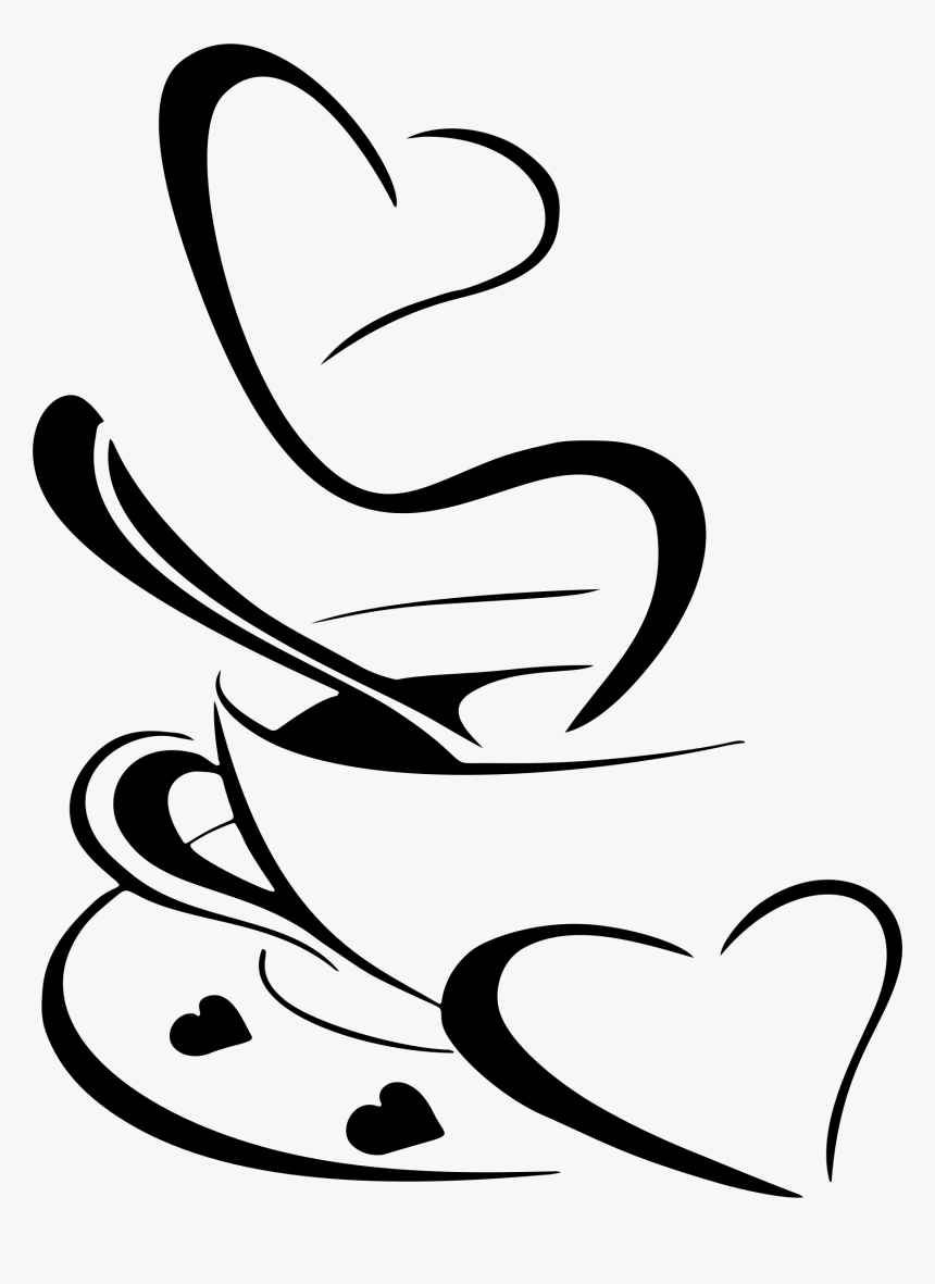 Coffee Clipart Heart - Coffee Clipart Black And White Png, Transparent Png