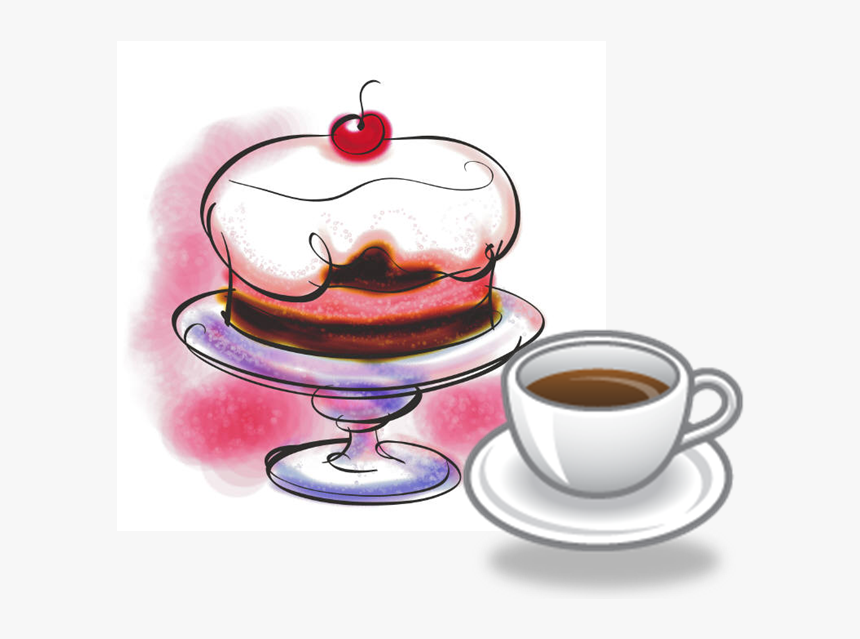 Coffee Clipart Tea Cake - Coffee And Dessert Clipart, HD Png Download