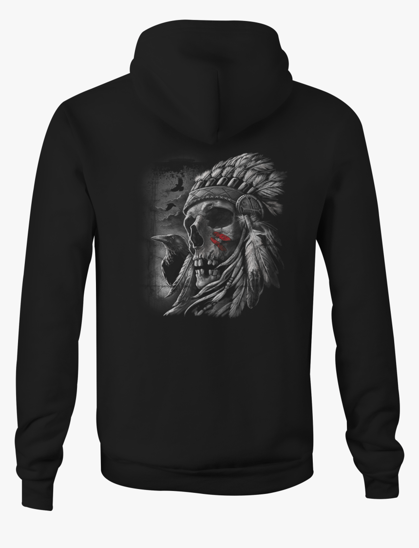 Zip Up Hoodie Indian Chief Hawk Spirit Animal Skull - Skull Native American Headdress, HD Png Download