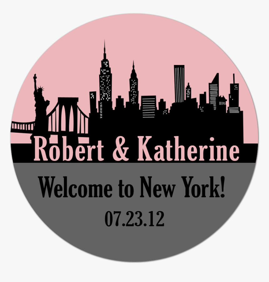 New York City Skyline Personalized Sticker Wedding - Pure Czech, HD Png Download