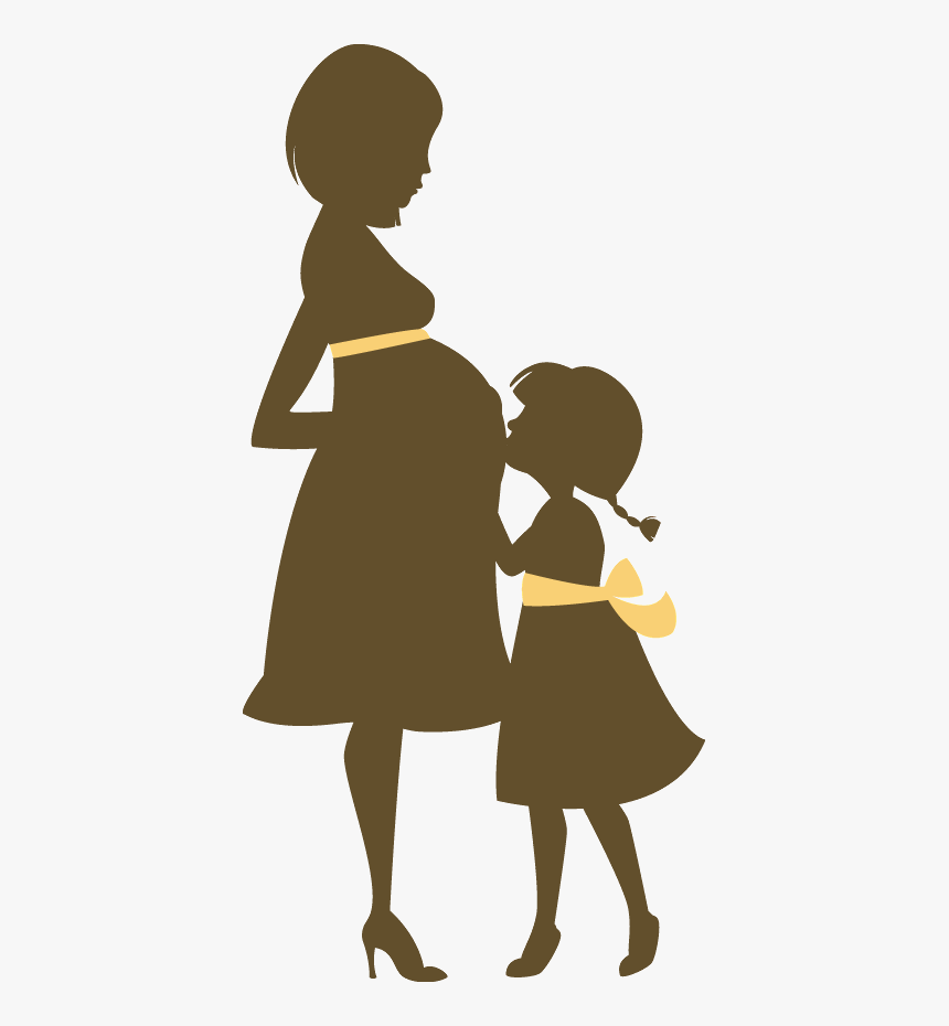 Transparent Baby Silhouette Png - Pregnant Mom And Daughter Clipart, Png Download