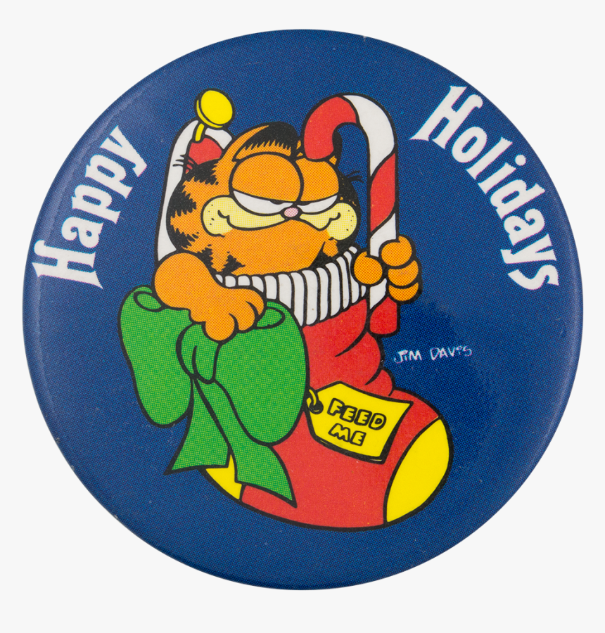 Happy Holidays Garfield Event Button Museum - Cartoon, HD Png Download
