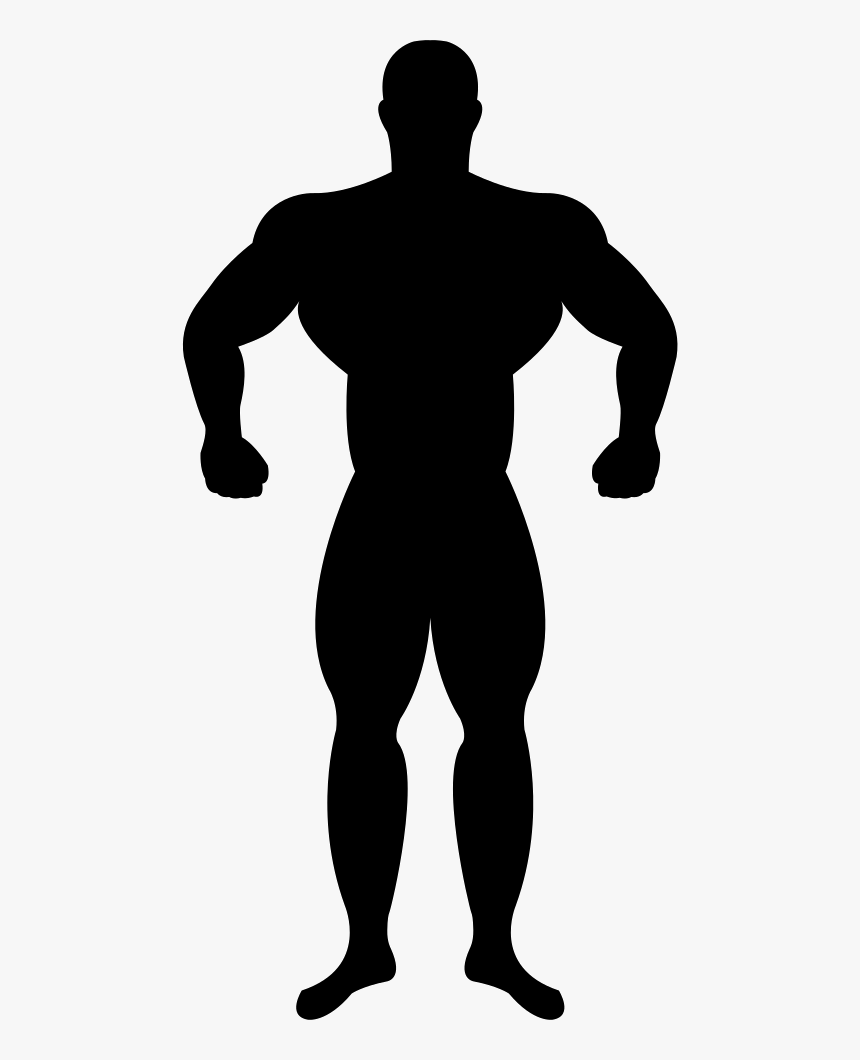 Black Silhouette Muscle Man Transparent Background, HD Png Download