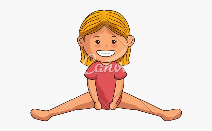 Clip Art Girl Gymnast - Cartoon, HD Png Download