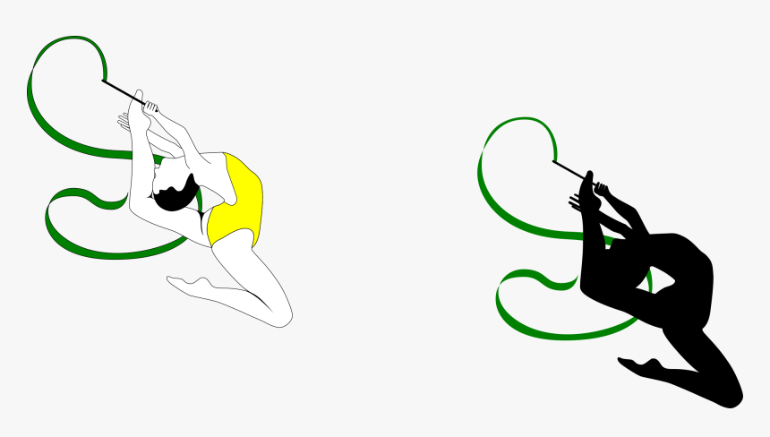 Rhythmic Gymnastics With Ribbon Silhouette Clipart - Rhythmic Gymnastics Cards, HD Png Download