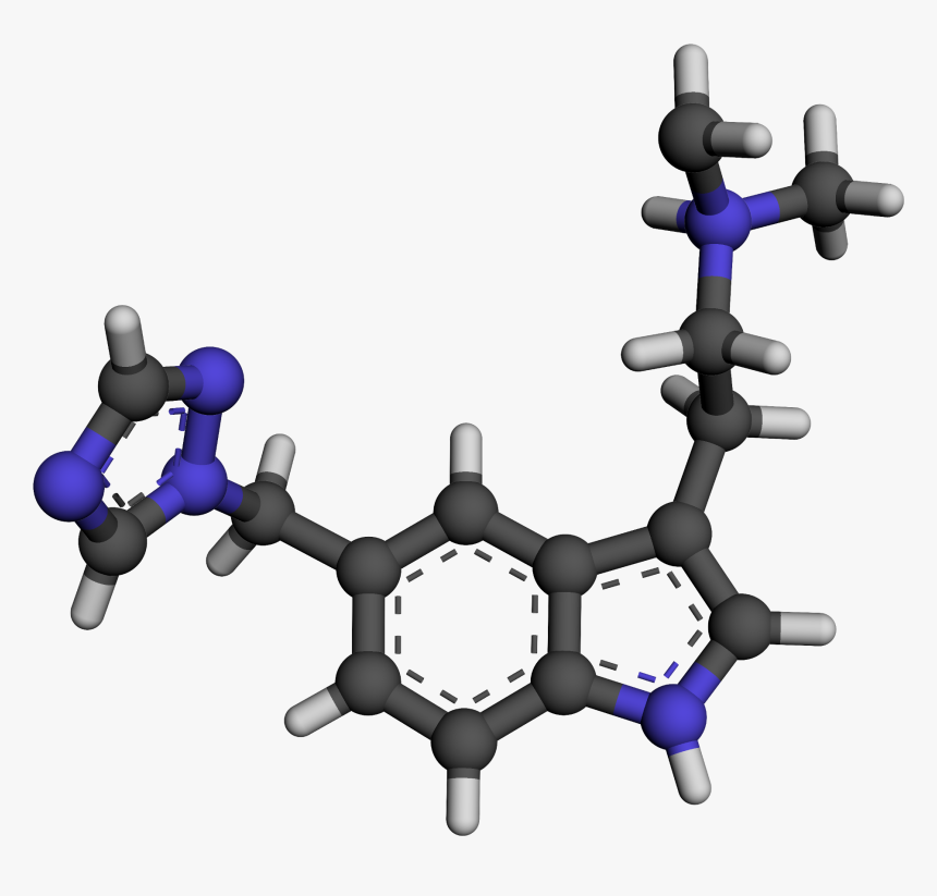 Rizatriptan 3d Ball And Stick - Serotonin Chemical Structure 3d, HD Png Download
