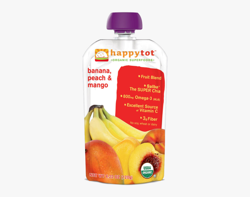 Happy Tot Organic Superfoods Bananas, Peaches & Mangos - Plastic Bottle, HD Png Download