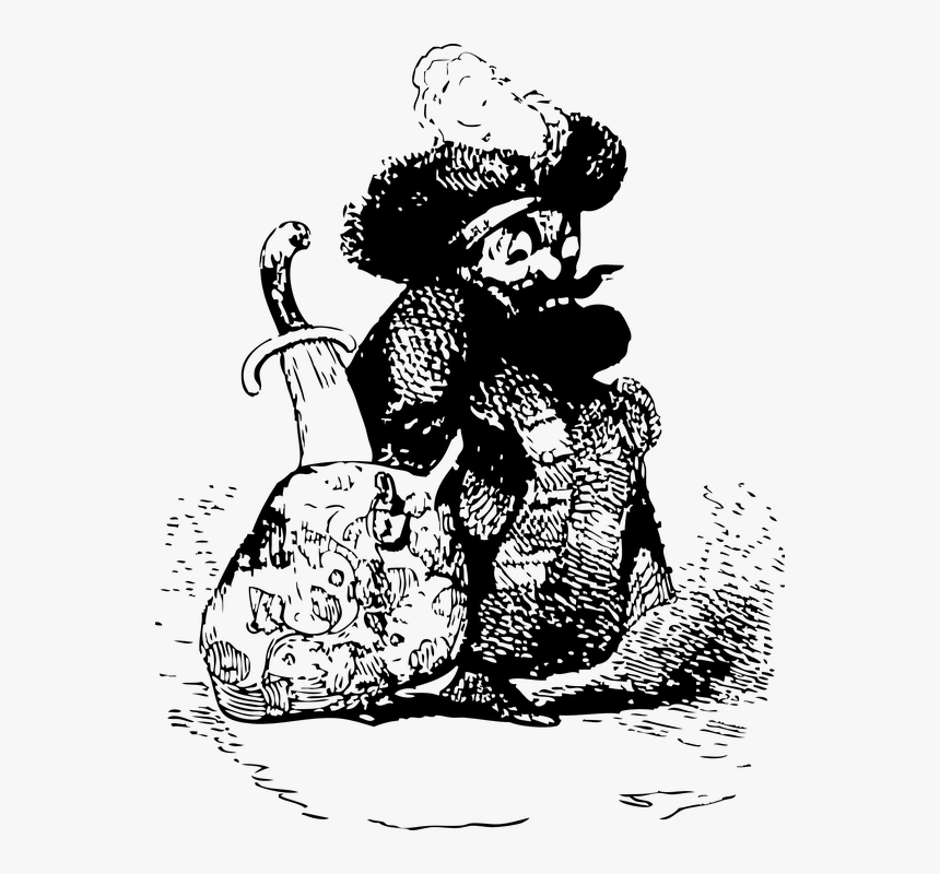 Pirate, Sword, Person, Bearded, Man, Bag, Booty - Skull And Crossbones, HD Png Download