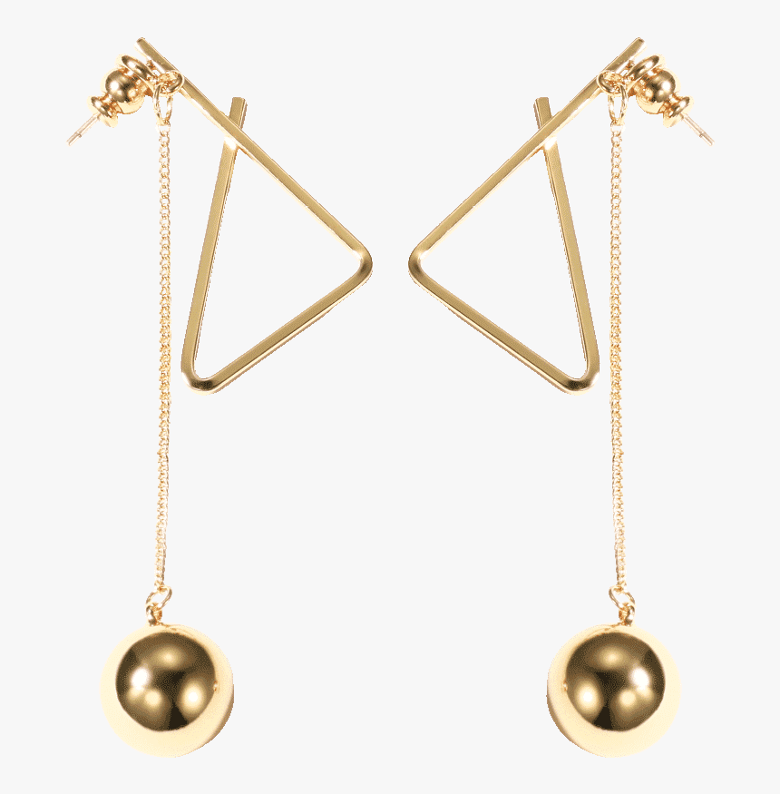 Zegl Trendy Golden Earrings With Triangle Shape And - Pearl, HD Png Download