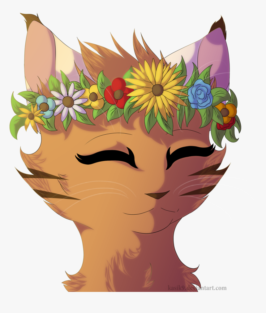 Collection Of Free Warrior Drawing Crown Download On - Cat Flower Crown Art, HD Png Download