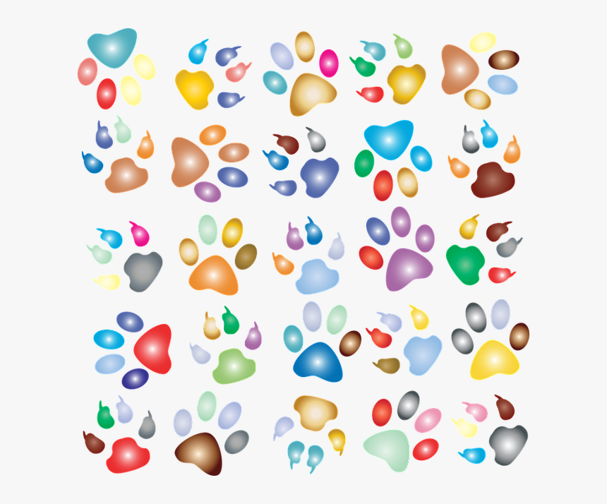Colorful, Prismatic, Rainbow, Animal, Paw Prints, Dog - Animal Paw Print Background, HD Png Download