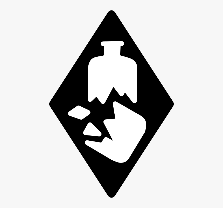 Diamond With Broken Bottle) - Broken Glass Hazard Symbol - Broken Glass Symbol, HD Png Download
