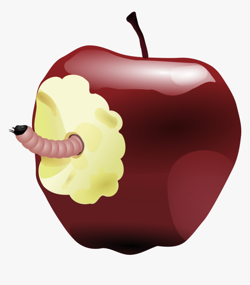 Teachers Apple - Apple Bitten And Worm, HD Png Download