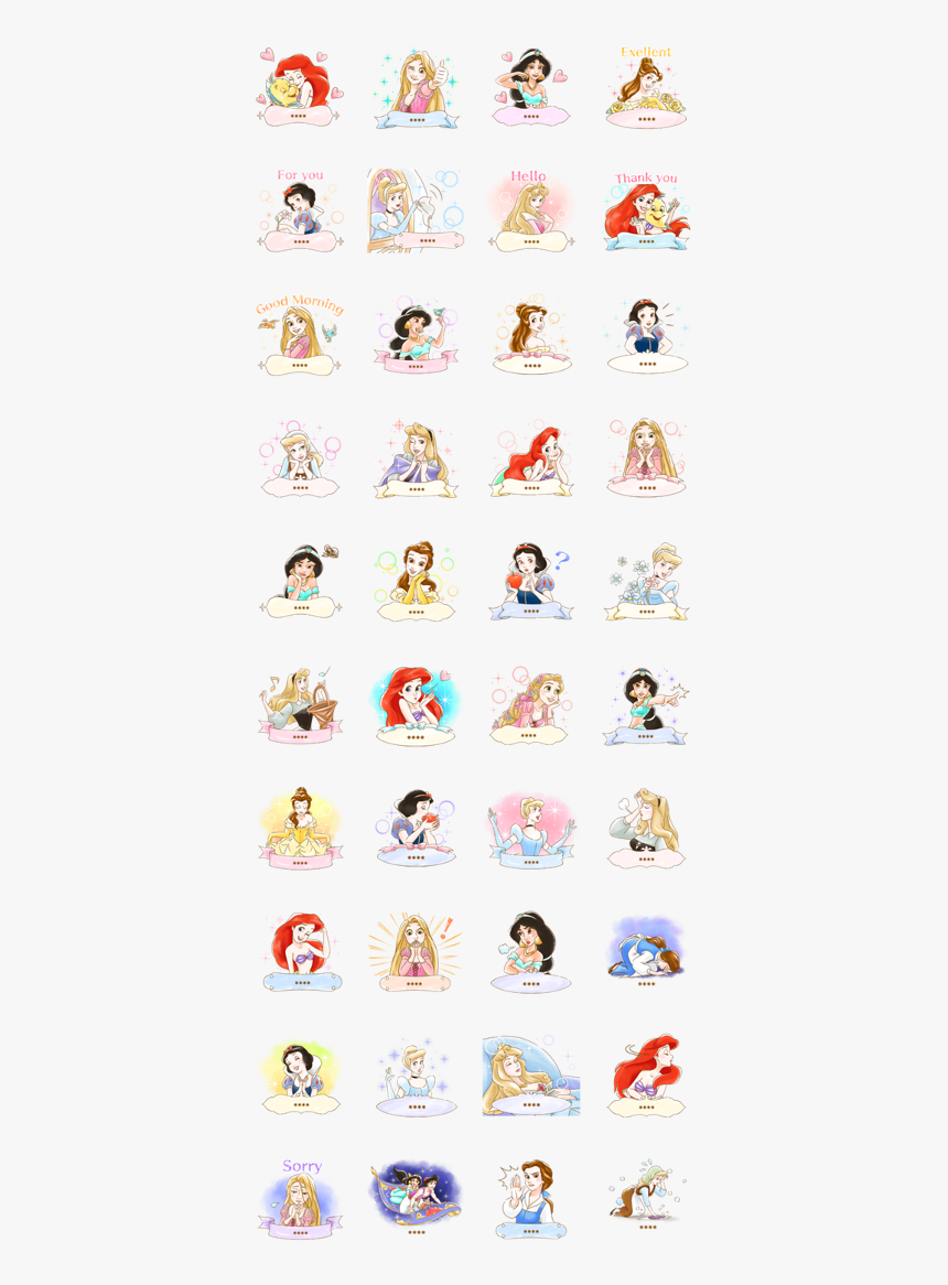 Disney Princesses Custom Stickers Line Sticker Gif - เจ้า หญิง สติ ก เกอร์, HD Png Download