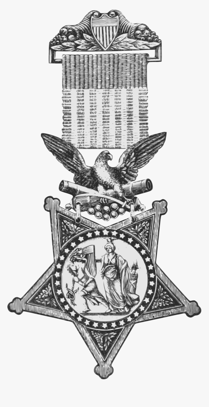 Transparent Medal Of Honor Clipart - Medal Of Honor Black And White, HD Png Download