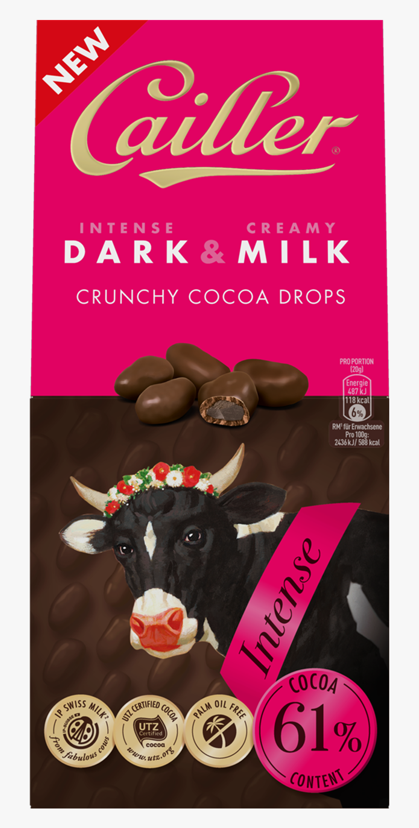 Dark&milk Crunchy Cocoa Drops 61% Intense Cacao 80g - Cailler Dark And Milk, HD Png Download