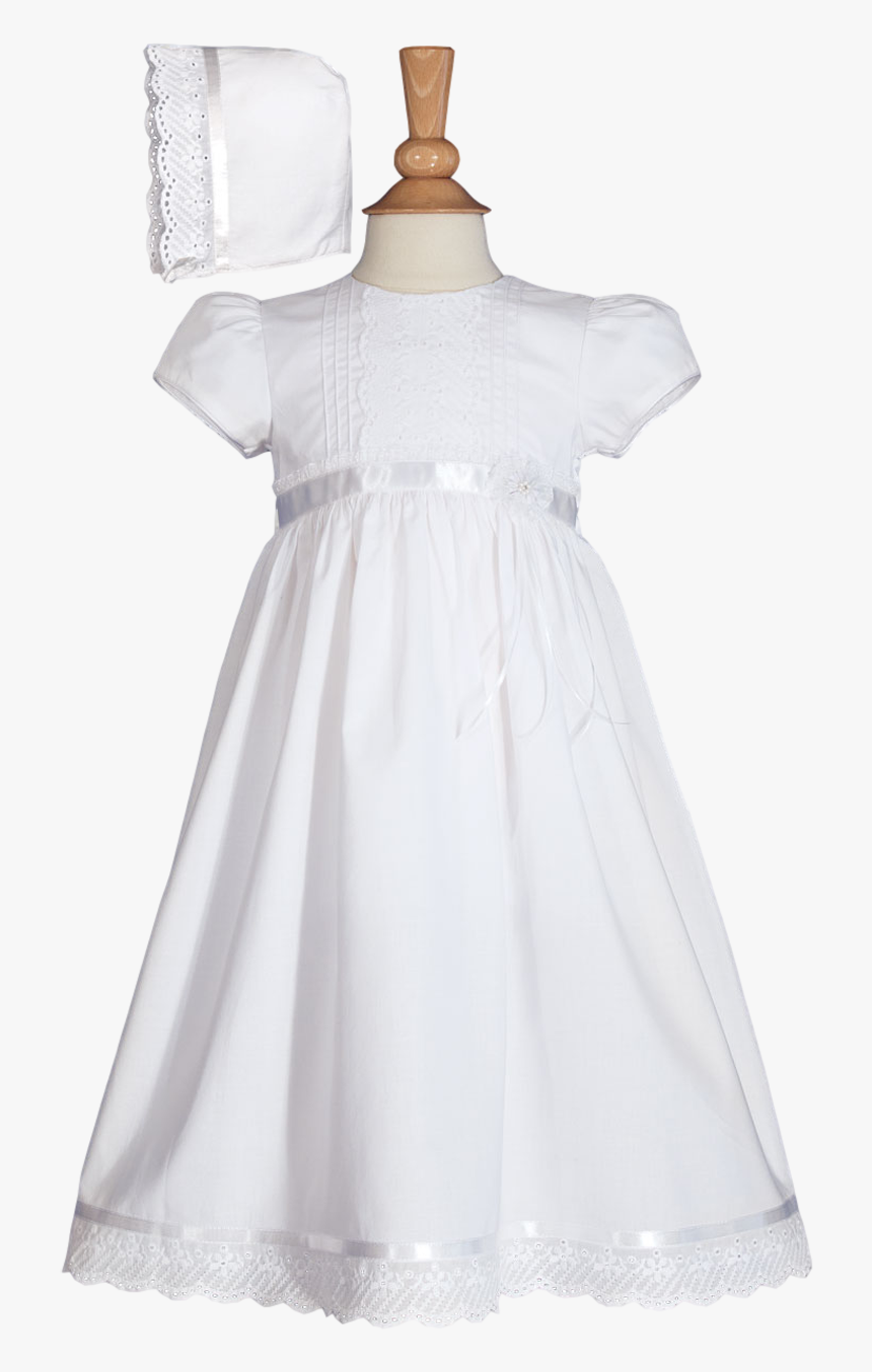 Pintuck & Floral Eyelet Lace Handmade Cotton Baptism - Dress, HD Png Download