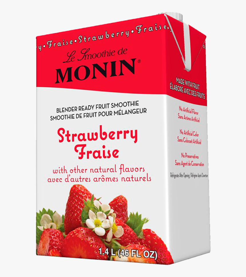 Monin Strawberry Real Fruit Smoothie Mix 46oz , Png - Strawberry, Transparent Png
