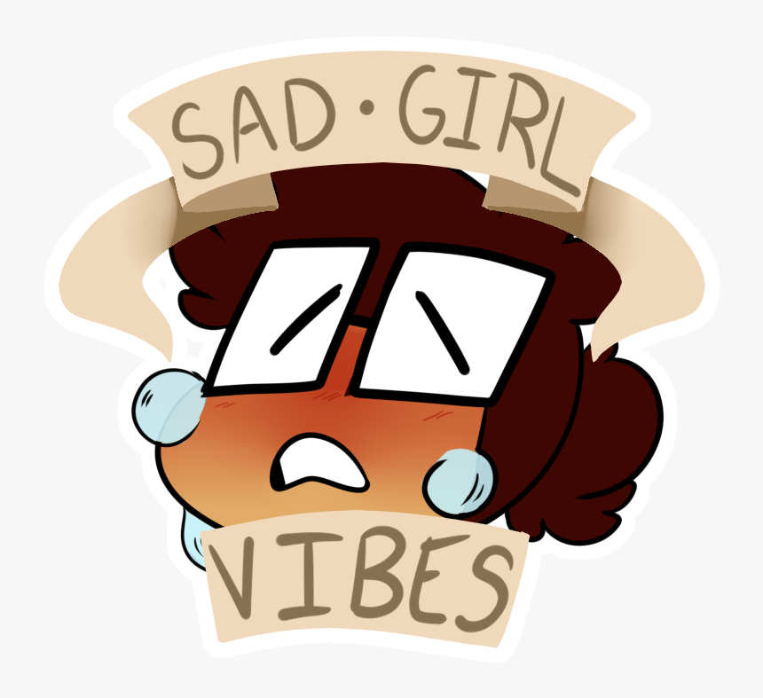 Sad Girl Vibes Sticker Design - Cartoon, HD Png Download