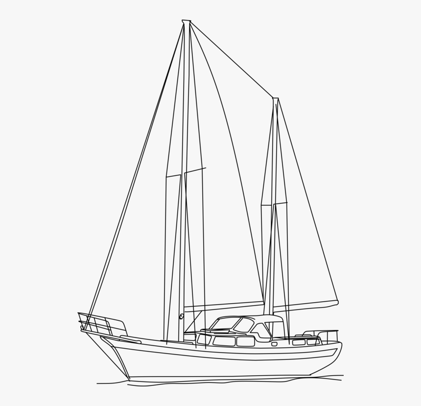 Line Art,watercraft,sailing - Sail, HD Png Download