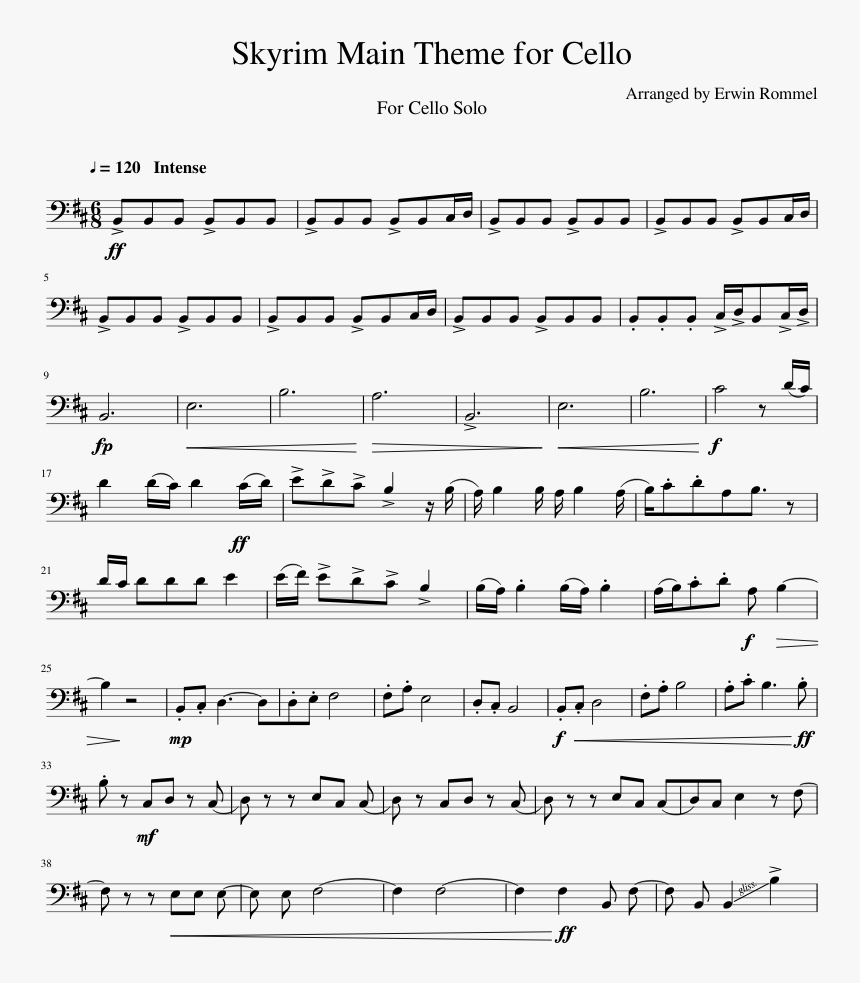 Skyrim Theme For Cello, HD Png Download