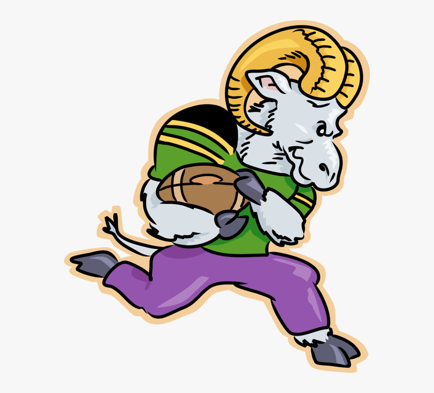 Vector Illustration Of Mountain Goat Ram Runs With - Ram Clipart Football, HD Png Download