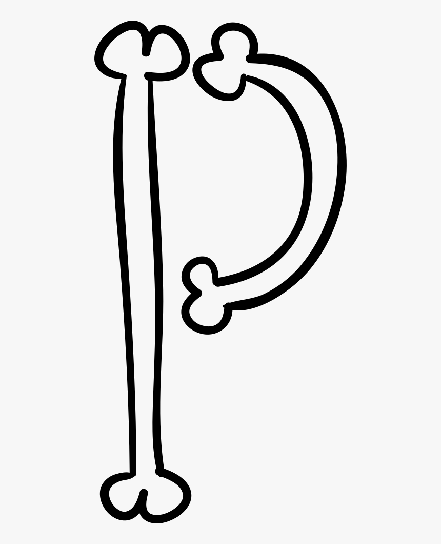 Letter P Of Bones Outlined Halloween Typography - Letter P Png Halloween, Transparent Png