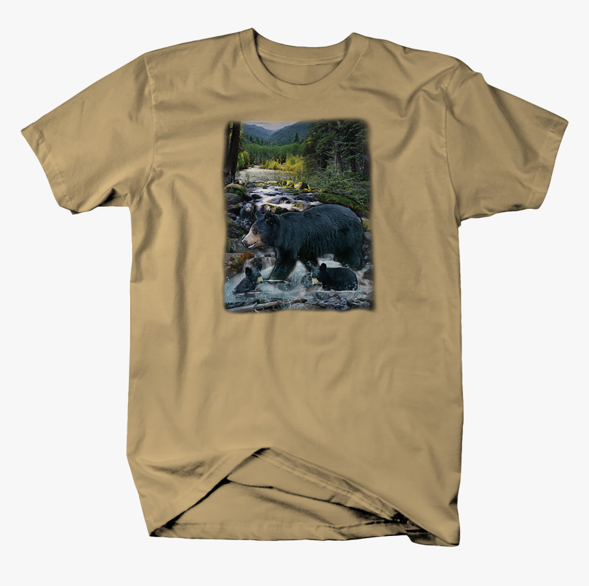 Black Mama Bear And Baby Cubs Playing Water Wildlife - Chevy C10 Shirts, HD Png Download