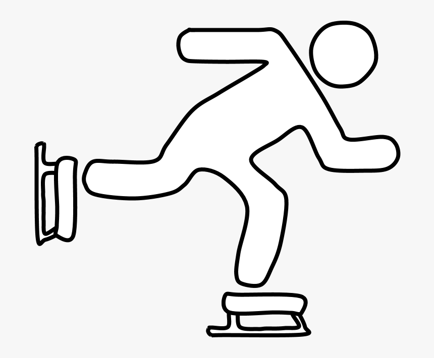 Ice Skater, Ice Skates, Black And White - Line Art, HD Png Download
