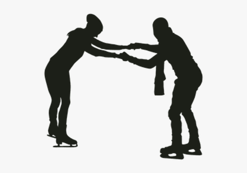 Ice Skating Couple Black And White, HD Png Download