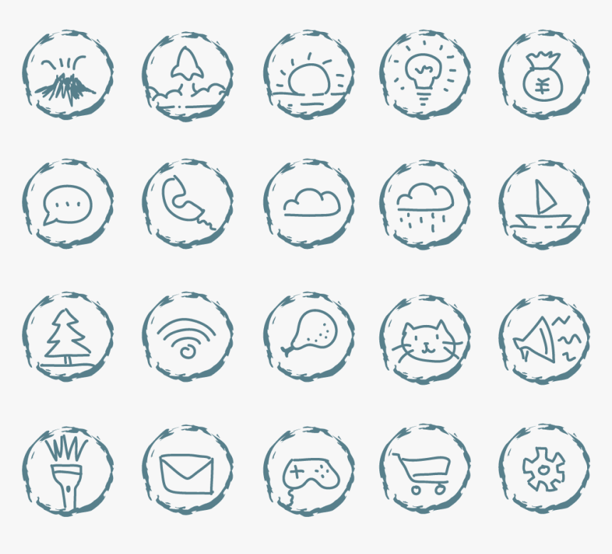 Ui Design Small Icons Hand Drawn Png And Vector Image - 插畫 風 Icon, Transparent Png