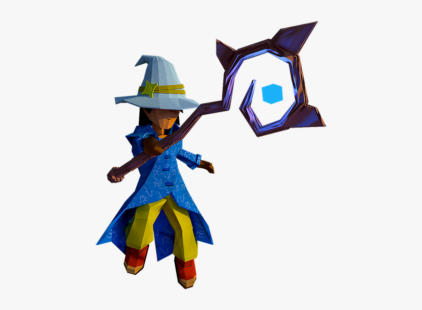 Mage, Lowpoly, Power, Witch, Magic, Robe, Hat, Blue - Low Poly Art Mage, HD Png Download