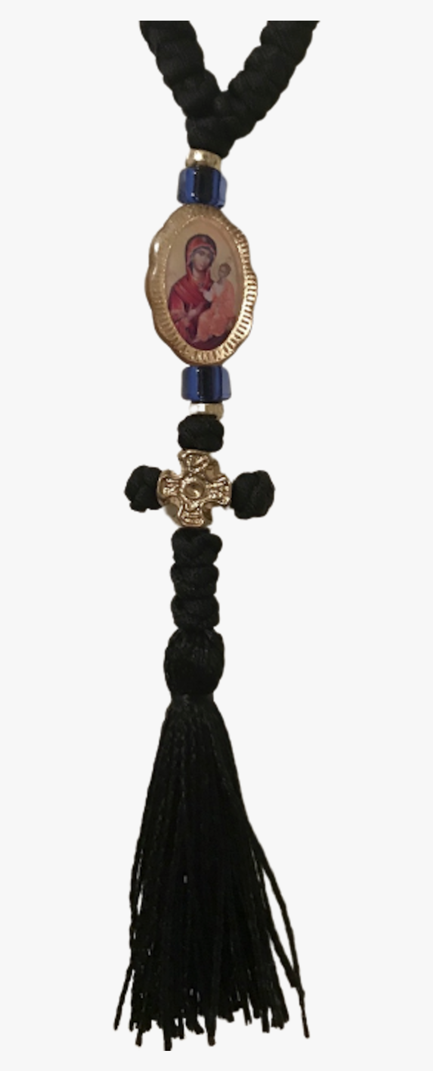 60 Knots Black Prayer Rope With Doublesided Icons - Christian Cross, HD Png Download