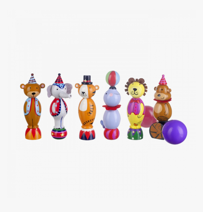Set Of Wooden Circus Animal Skittles 3 - Quille Jouet En Bois, HD Png Download