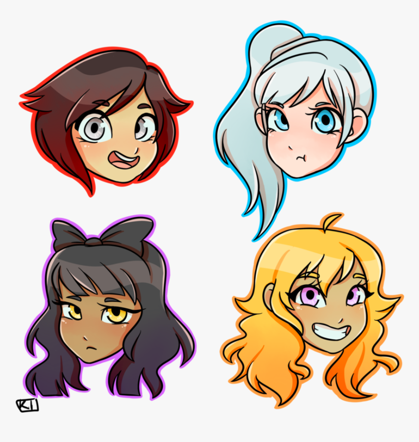T-shirt Blake Belladonna Weiss Schnee Hair Face Clothing - Rwby, HD Png Download