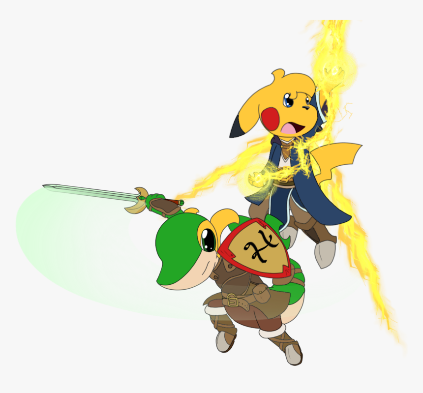 Kurtis And Pika In Fantasy Style Armor - Cartoon, HD Png Download